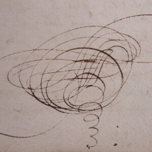 Calligraphic swirl in place of headshot