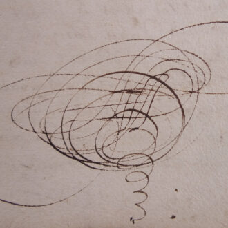 Calligraphic swirl in place of headshot