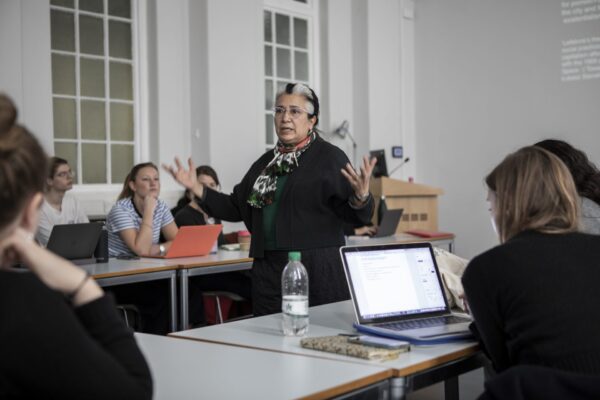 Professor Sussan Babaie talking to her students in class