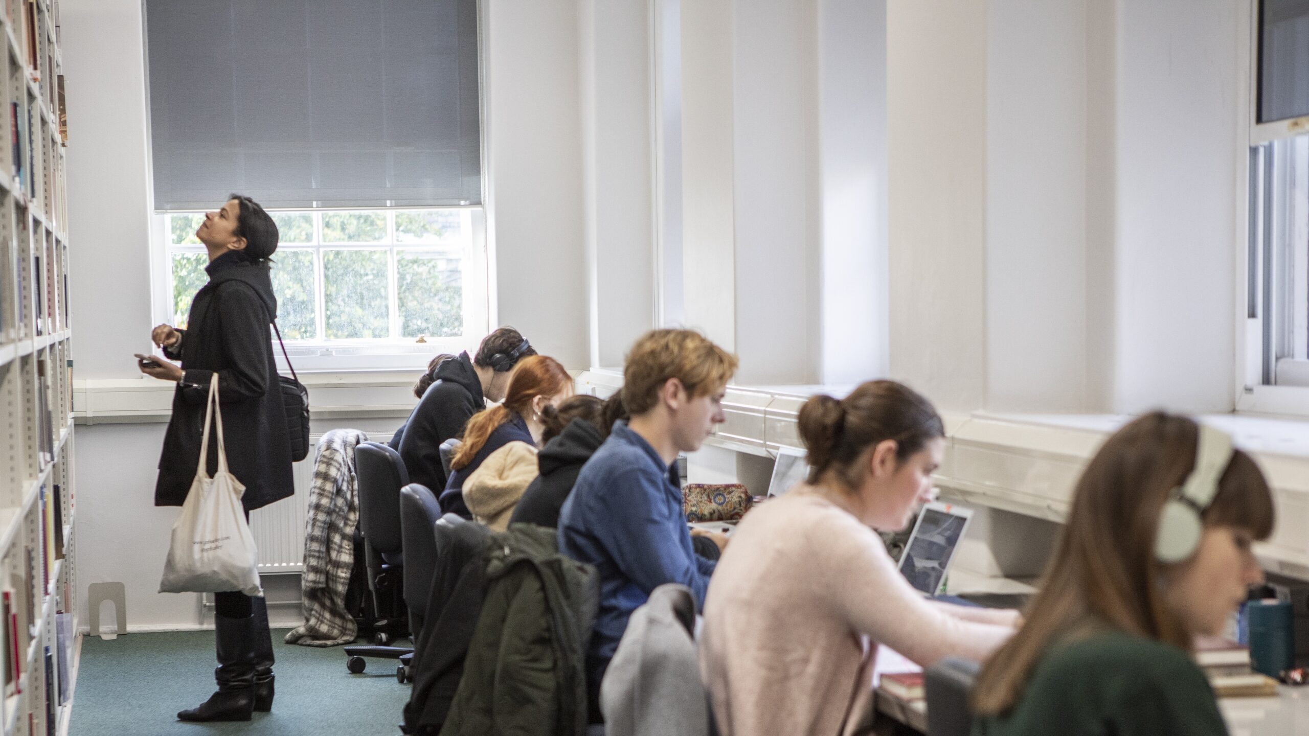 students in the library
