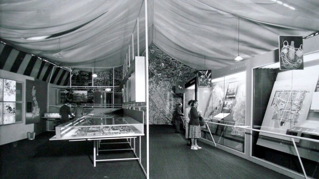 Fig. 1 Interior of the Town Planning Pavilion, Live Architecture Exhibition, Poplar (WORK 25/209 FOB/3856). Image reproduced with the kind permission of the National Archives, Kew.