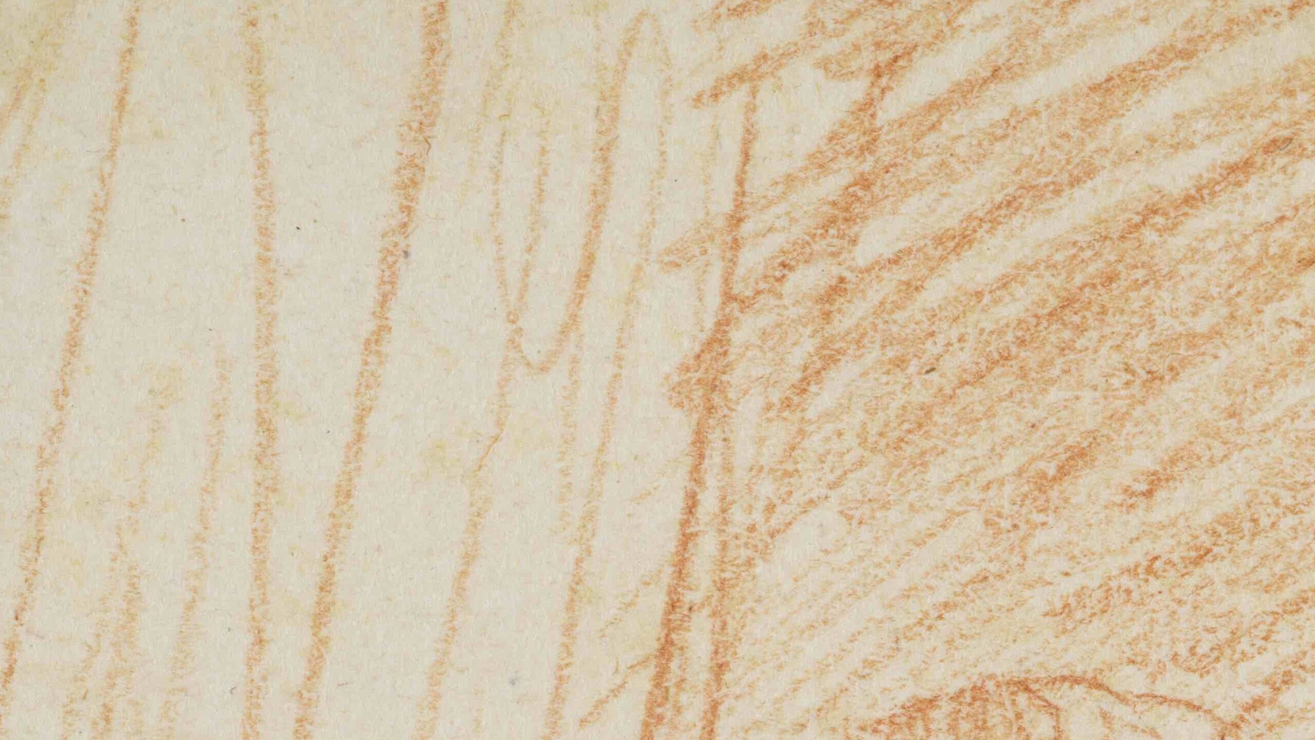 A drawing of a woman sitting up in bed behind a pullback curtain, cradling her tightly swaddled child. She gazes directly out to the viewer.