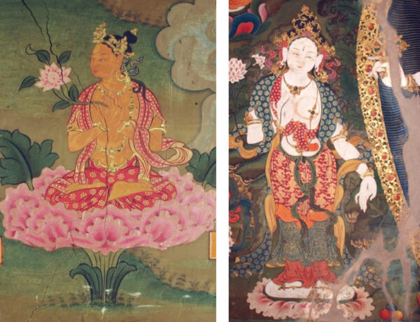Details of the 17th-century wall paintings at Tango Monastery, Thimpu (Bhutan)