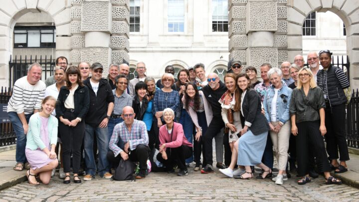 Digitisation volunteers outside the Courtauld
