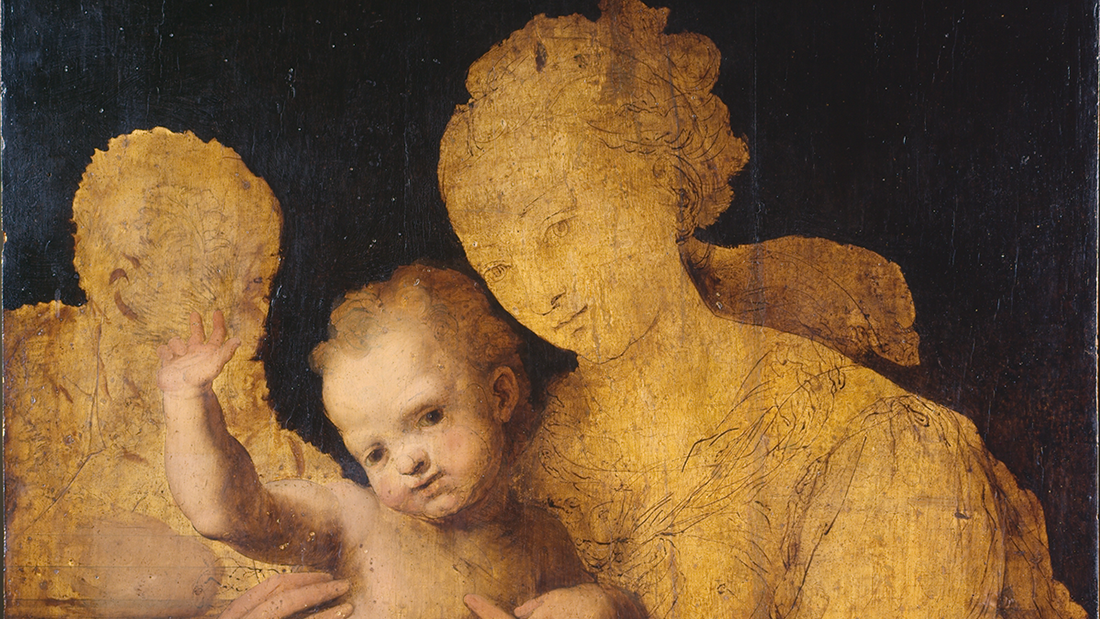 Unfinished painting of Holy Family with Saint John the Baptist