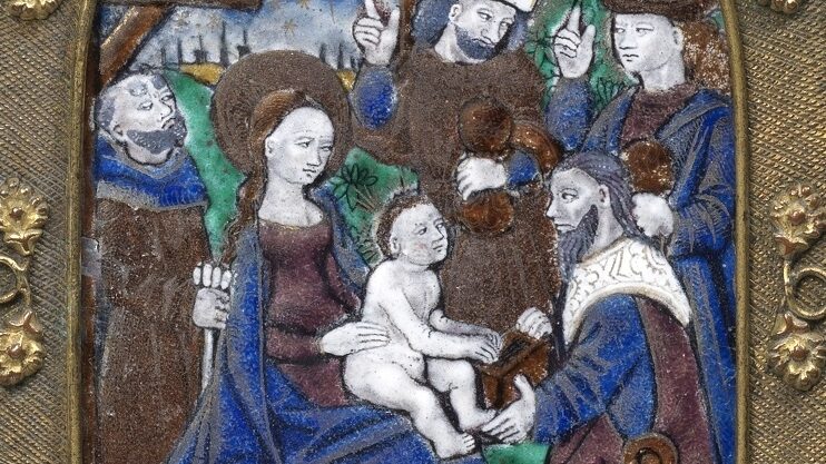 This richly decorated object, called a pax (peace in Latin), was kissed by worshippers at the end of church Mass – a practice called the kiss of peace.