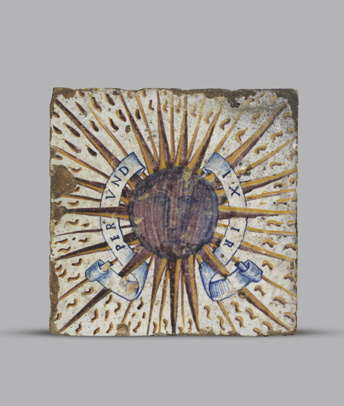 Tile with sunburst, a device of the Gonzaga family of Mantua