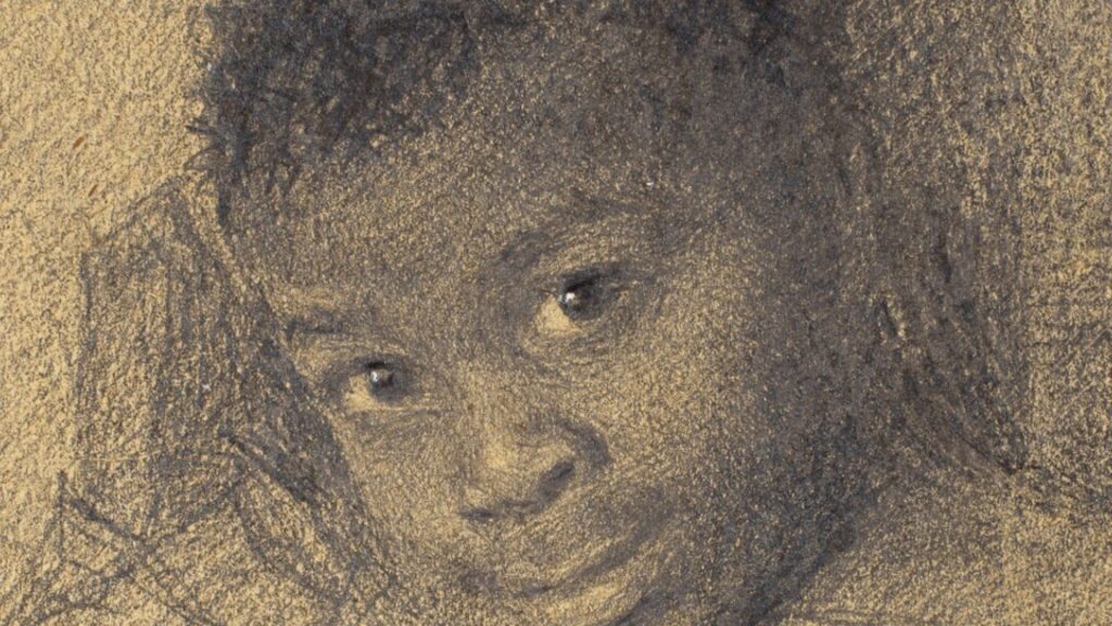 A little girl drawn