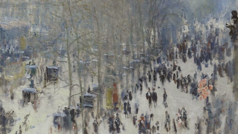 Boulevard des Capuchines, Claude Monet, 1873-74. Oil on canvas, (80.3 cm × 60.3 cm), © Nelson-Atkins Museum of Art, Kansas City, Missouri.