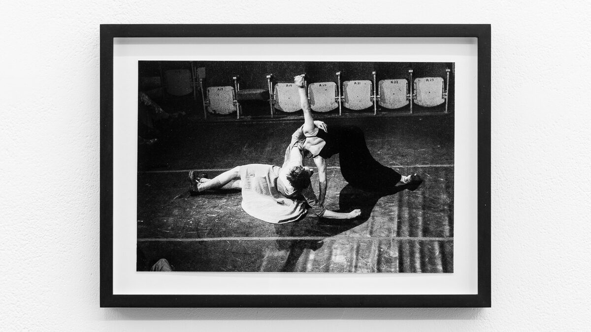 Manley Struggles, 1978, Fergus Early and Julian Hough Riverside Studios. Framed c-print, photograph by Geoff White, 35.5cm x 26cm. Photography Rob Harris. Images courtesy Cell Project Space.