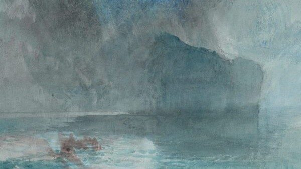 Detail of a lake in watercolours by Turner