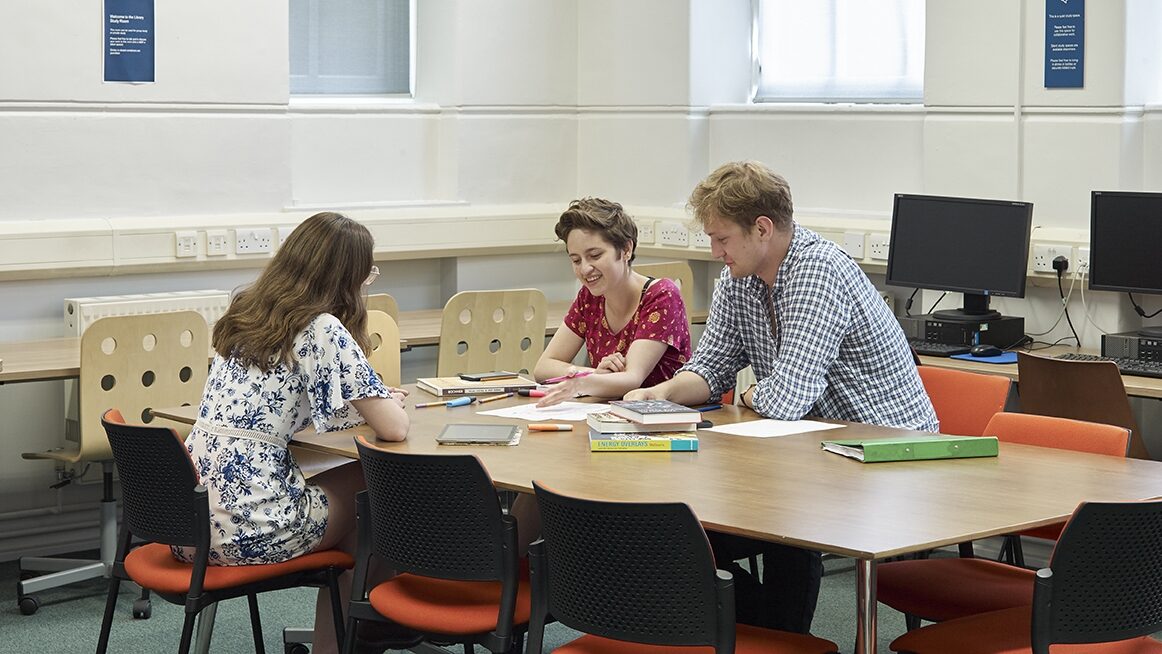 Students using the Library group study area