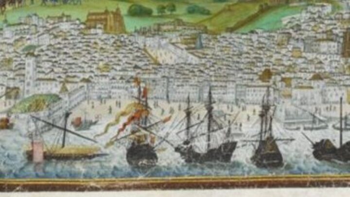 Artwork depicting board in Lisbon