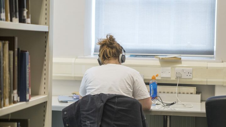 A student using the Stay and Study service in the Library