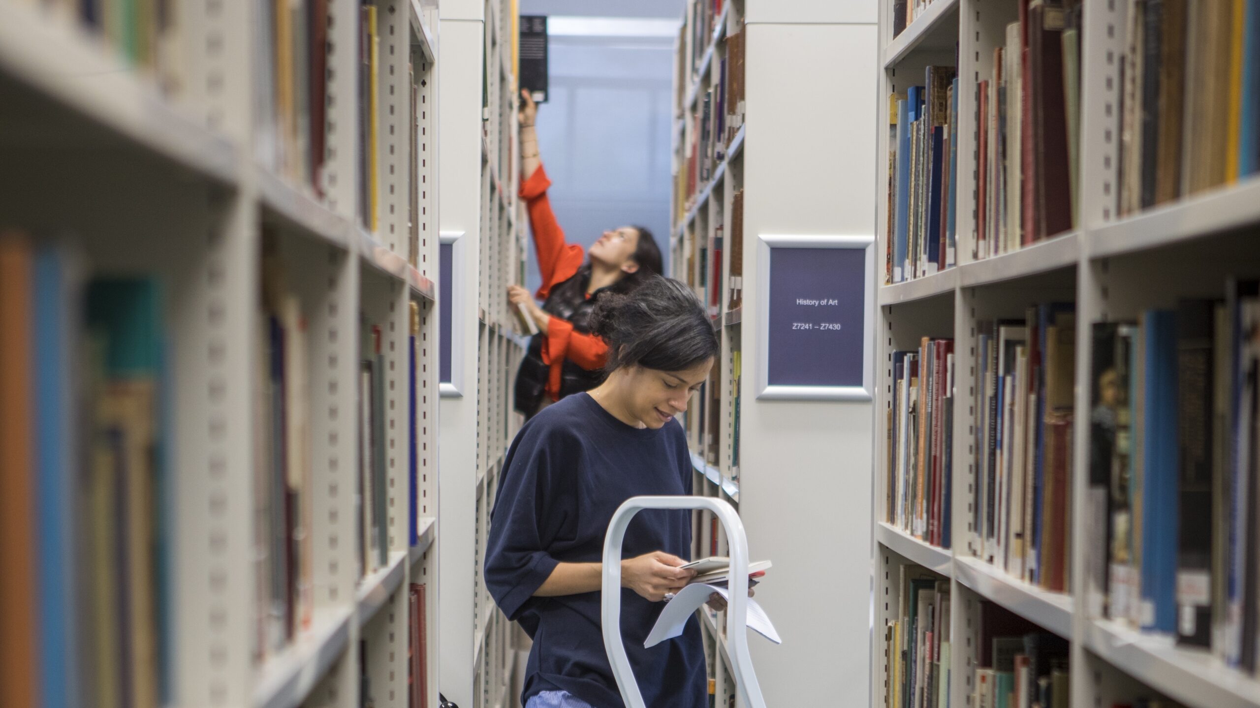 students in the library