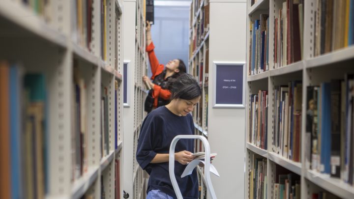students in the library