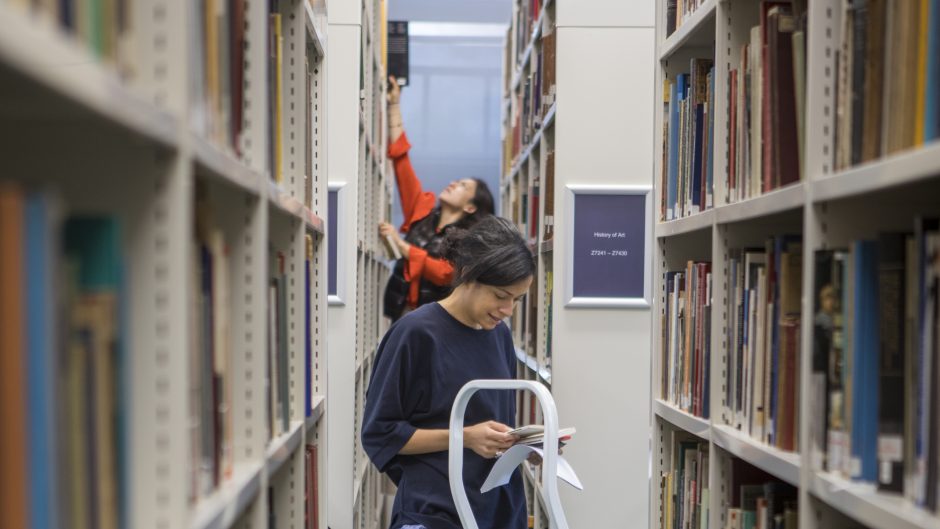 students in the library