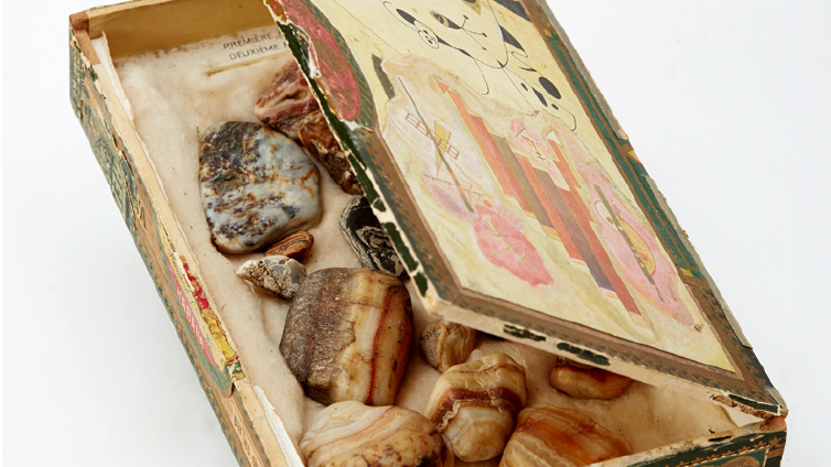 decorative box of stones