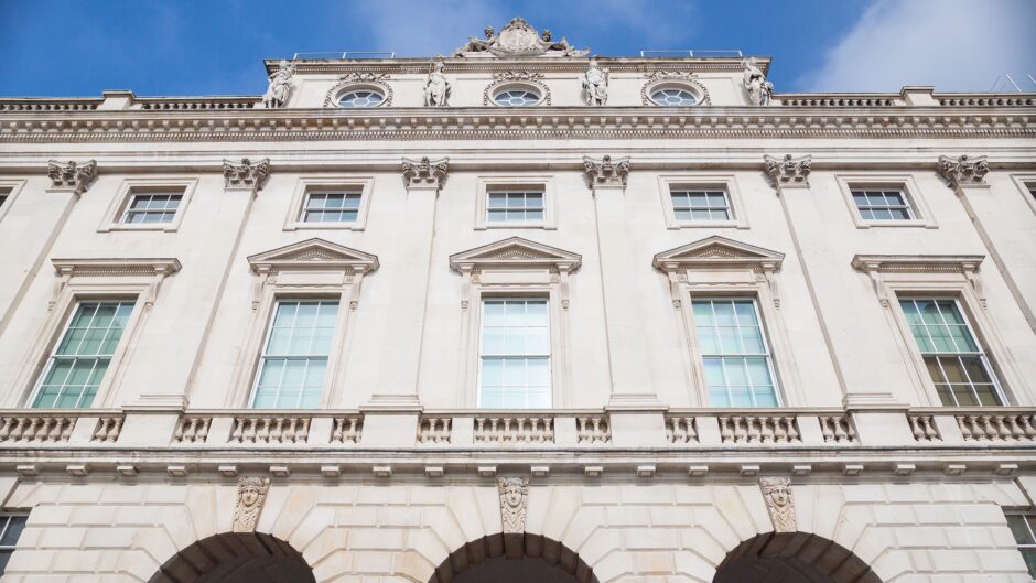 Somerset House building viewed from below
