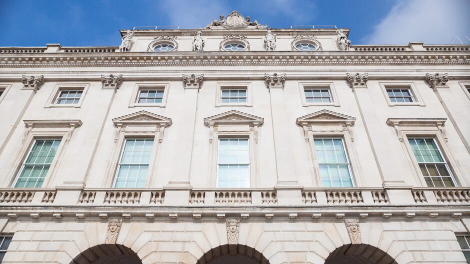 Somerset House building viewed from below