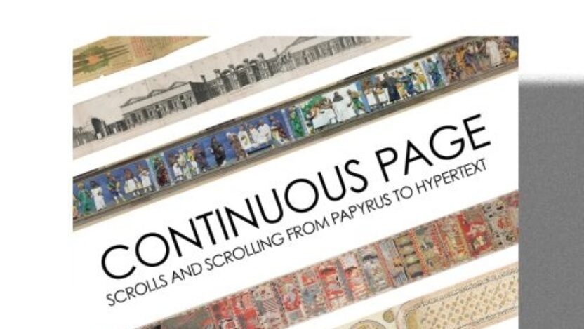An image showing the front cover of Continuous Page: Scrolls and Scrolling from Papyrus to Hypertext, an online, open-access publication