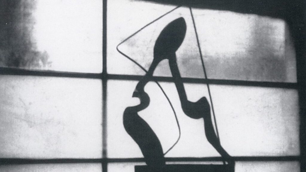 black and white photo of an abstract sculpture