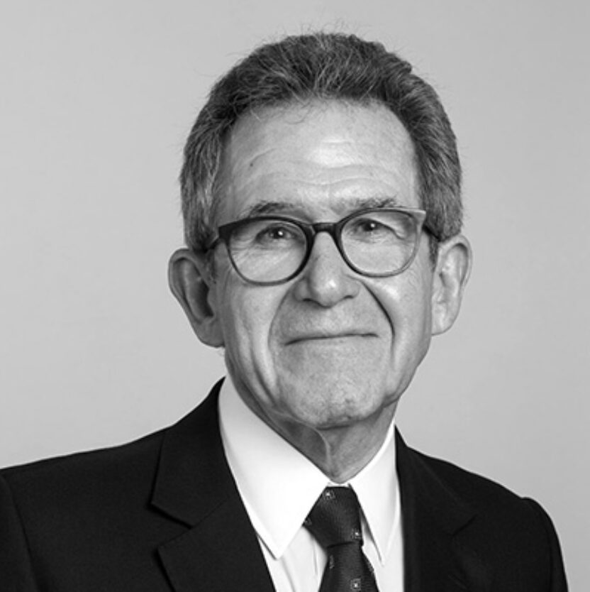 A black and white portrait of Lord Browne of Madingley, Chairman of The Courtauld