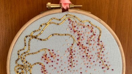 Embroidery design with goldwork