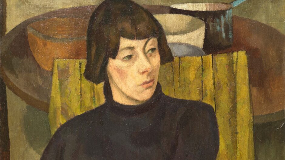 painting of a sitting woman