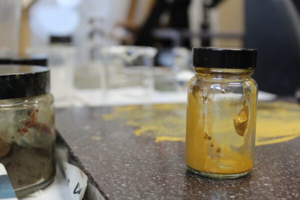 pigments in glass jars