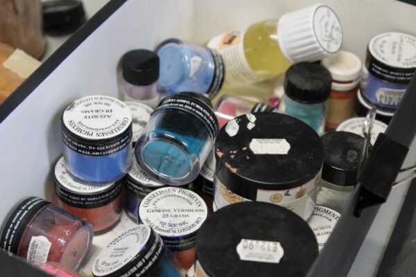 pigments in glass jars