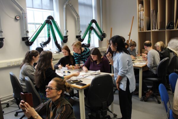 conservation studios full with students for a pigment workshop