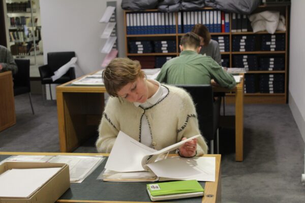 a student reading material in Tate Britain Archive