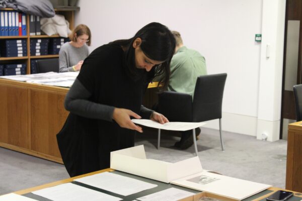 a student reading material in Tate Britain Archive