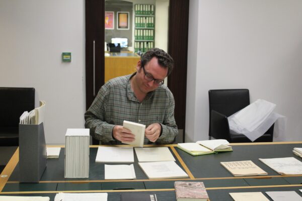 a student reading material in Tate Britain Archive