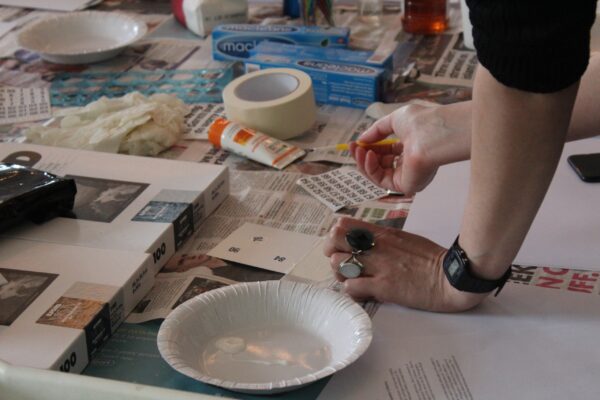an up close demo of a chemigram workshop
