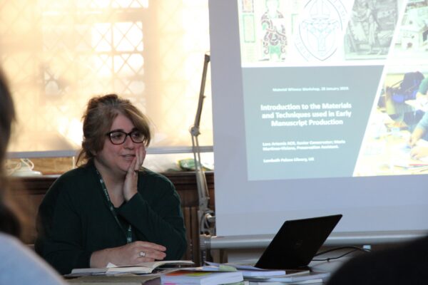 manuscript and pigment making workshop at Lambeth Palace