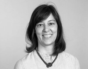 black and white portrait photograph of Karen Serres