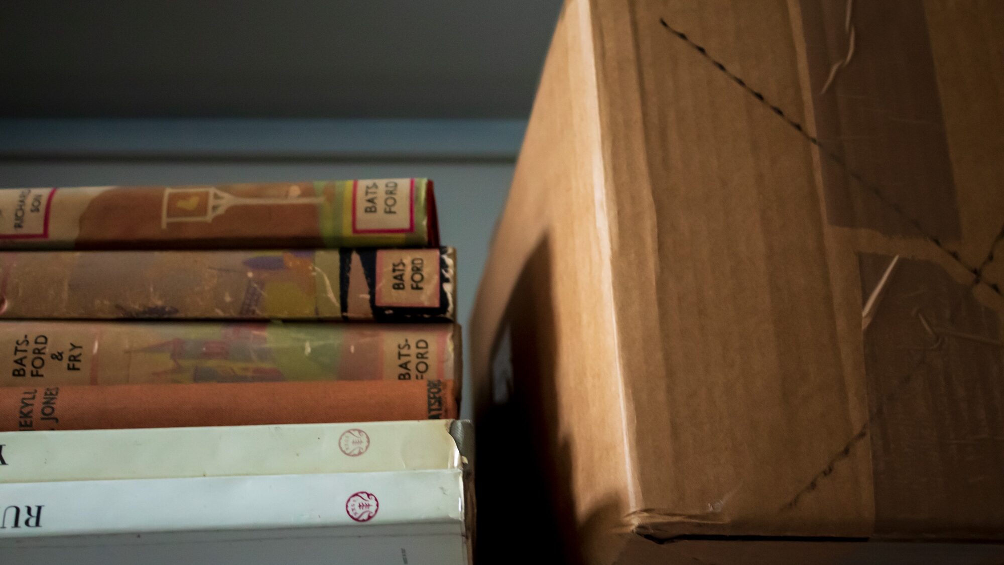 Books packaged in the library for delivery