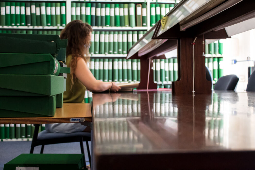 Student studying in the image libraries