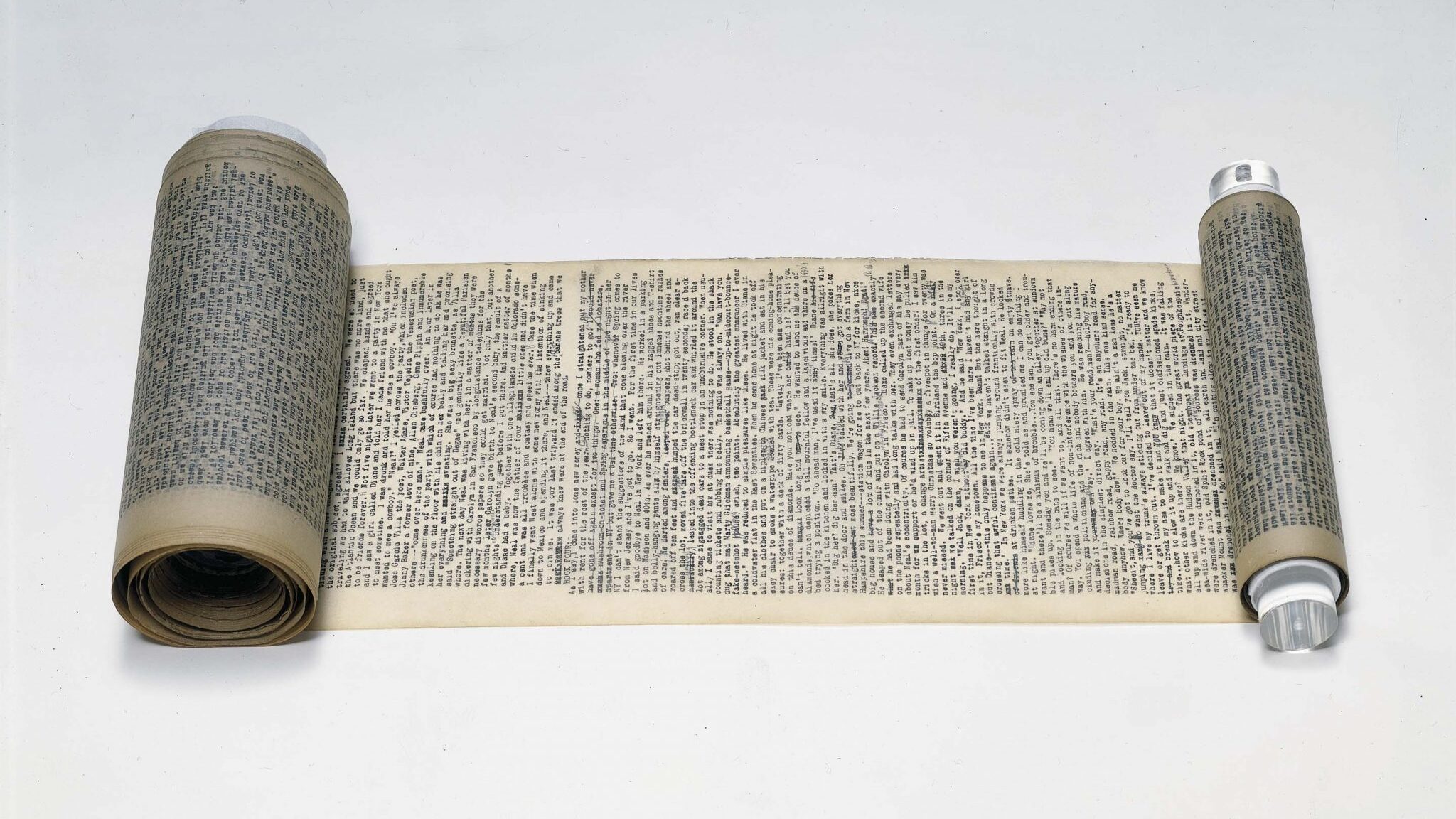 Jack Kerouac, original typewritten scroll of On The Road (1957). Ink, paper, tape.