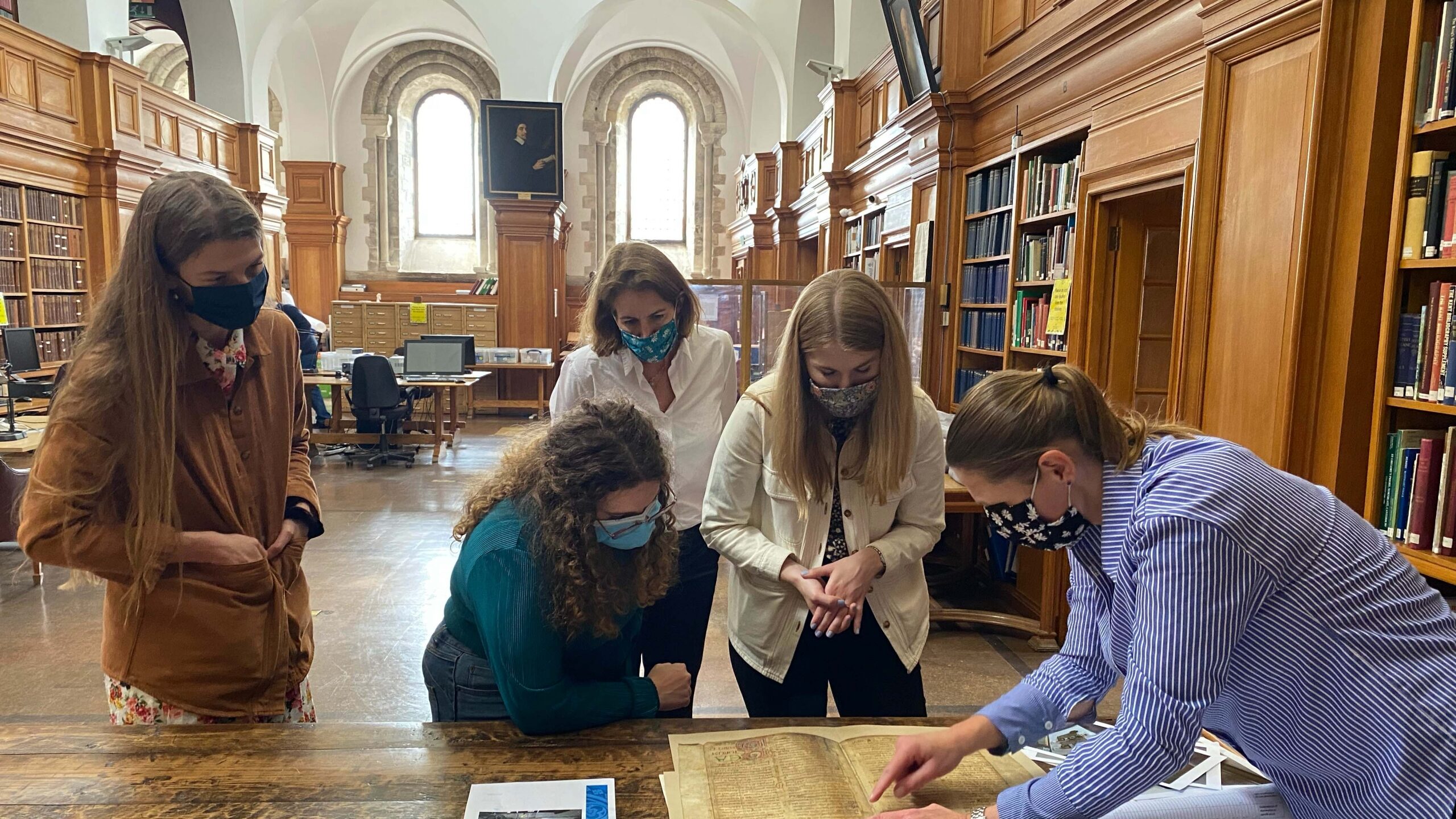 A group of students in Canterbury Cathedral archives