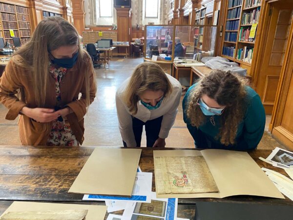 A group of students in Canterbury Cathedral archives