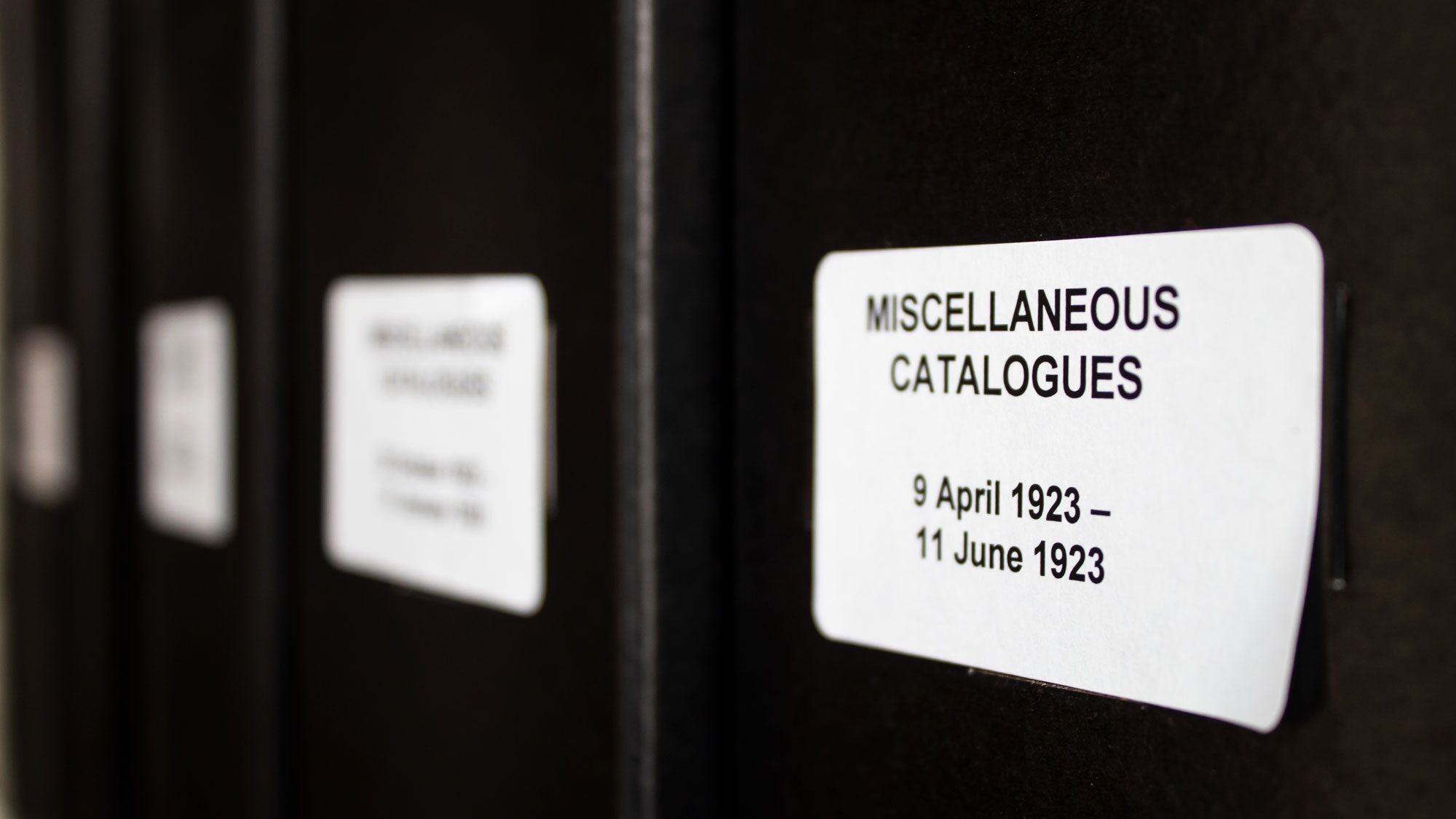 Boxes of sales catalogues Somerset House