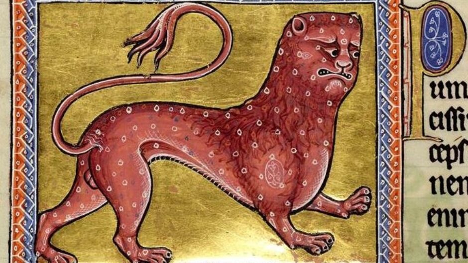 Red lion illumination from the Aberdeen Bestiary