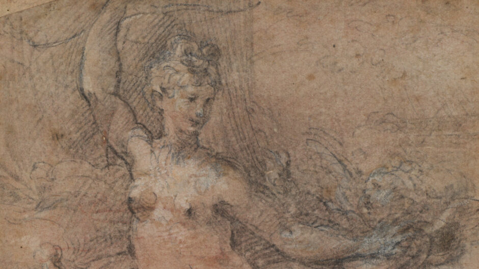 Sketch of woman with arrow
