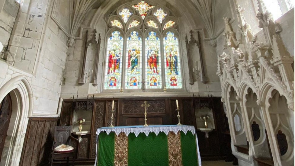 Chancel with view of vault, St. John the Baptist, Bishopstone (Wiltshire)