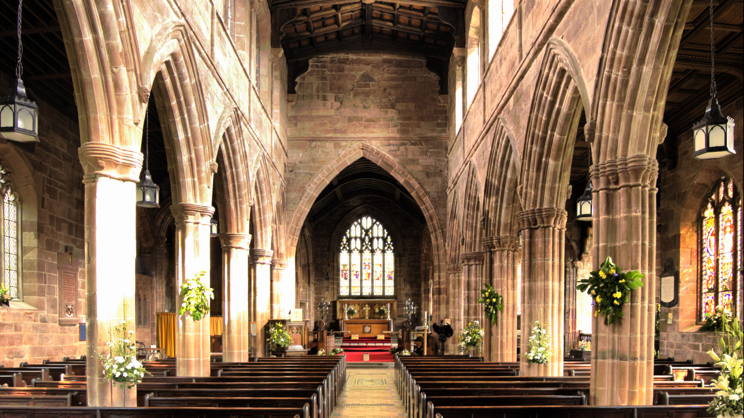 Nave facing east, St. Mary and All Saints, Great Budworth (Cheshire)