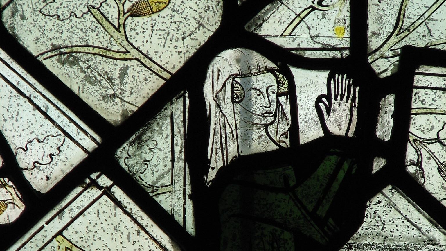 Donor figure from an aisle window, St Mary, Waterperry (Oxfordshire)