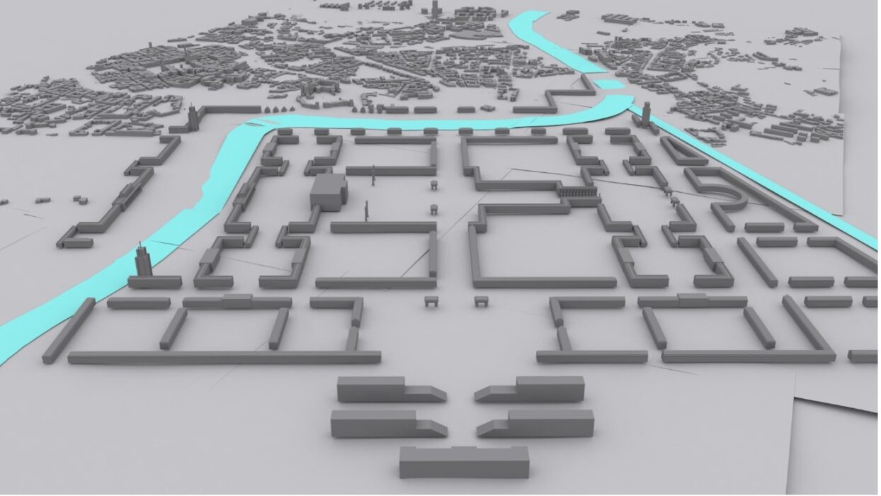 Image showing a route through the plans of a city